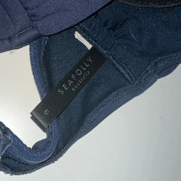 Seafolly Australia Bandeau Navy Blue Halter Bikini Top, Size 8 - Picture 7 of 8